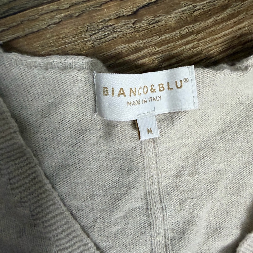 Bianco & Blu Wool Cashmere Blend Sweater Med Ivory Made Italy Timeless Elegant - Picture 4 of 5